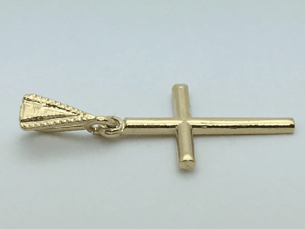 14k Yellow Gold Solid Plain High Polish Cross Religious Charm Pendant 0.9gram - Jewelry Store by Erik Rayo