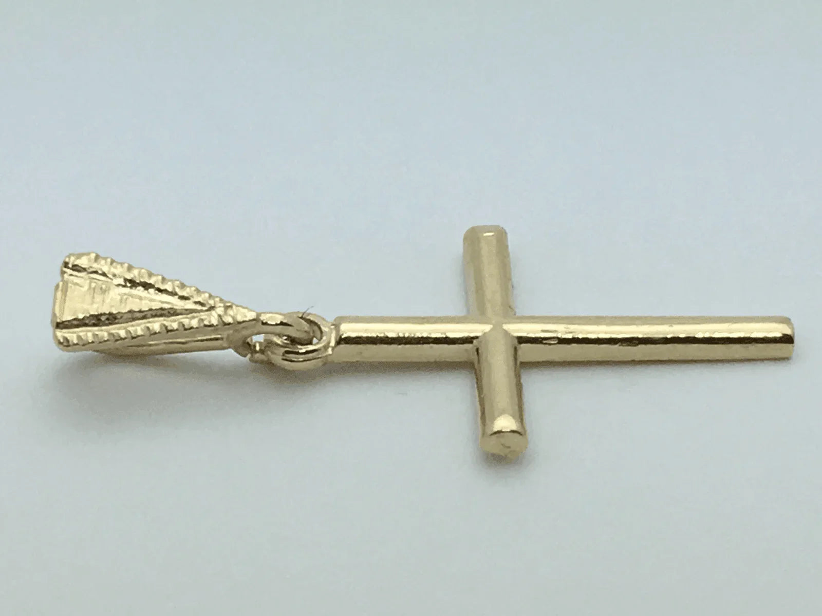 14k Yellow Gold Solid Plain High Polish Cross Religious Charm Pendant 0.9gram - Jewelry Store by Erik Rayo