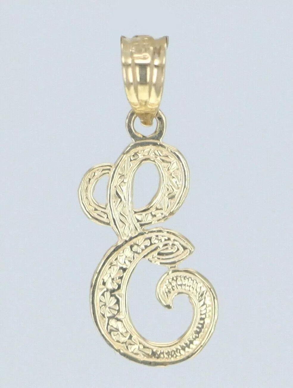 14k Yellow or White Gold Initial Letter E Alphabet A-Z Charm Pendant - Jewelry Store by Erik Rayo