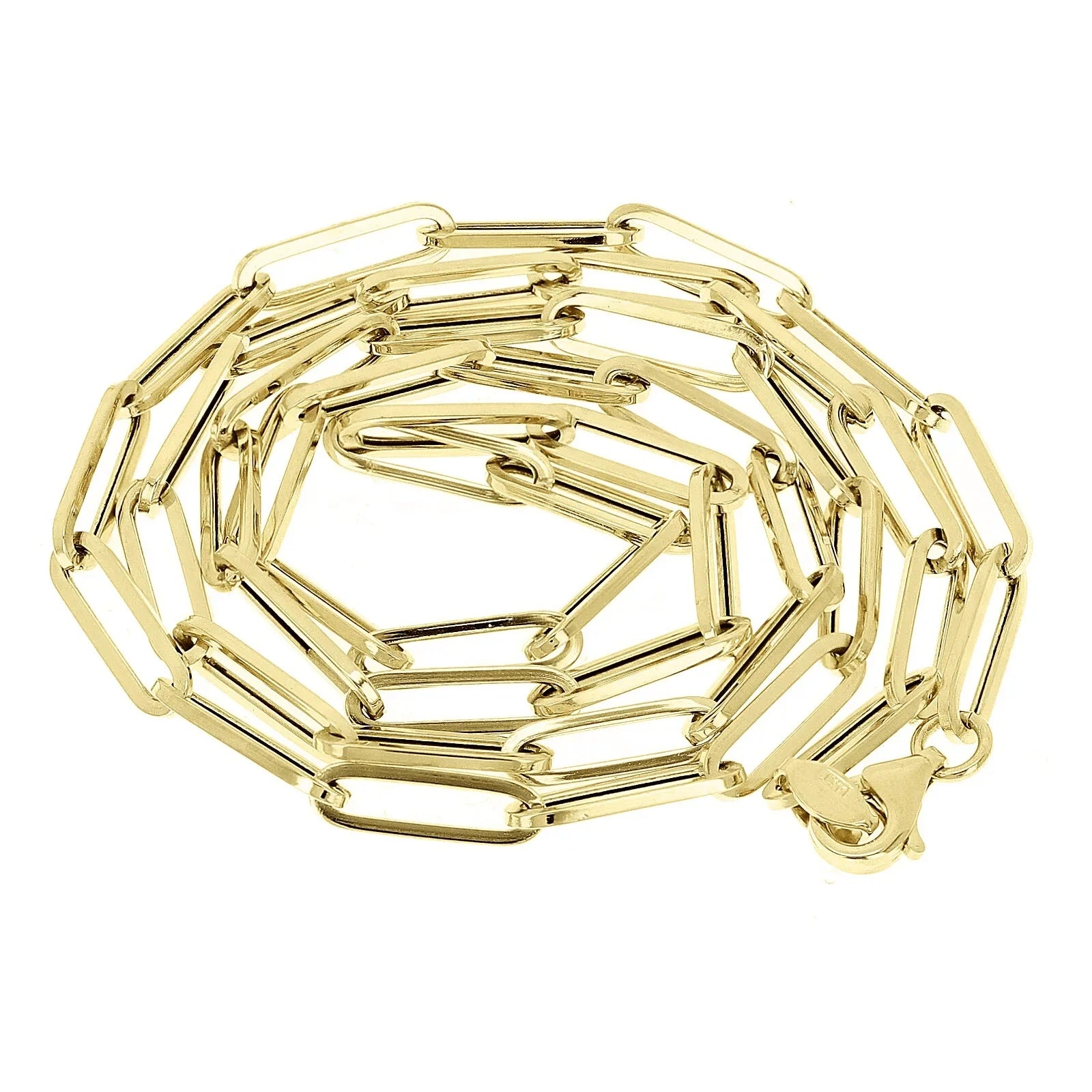 Italian 14k Yellow Gold Hollow Paper Clip Chain Necklace 18" 3.2mm 3.3 grams - Jewelry Store by Erik Rayo