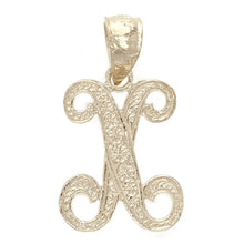 Load image into Gallery viewer, 14k Yellow or White Gold Initial Letter X Alphabet A-Z Charm Pendant
