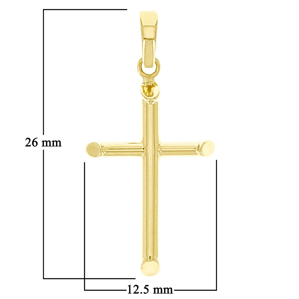Italian 14k Yellow Gold Hollow Plain Cross Charm Pendant 26mm x12.5mm 0.5 gram - Jewelry Store by Erik Rayo