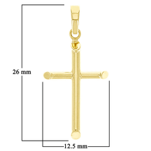 Load image into Gallery viewer, Italian 14k Yellow Gold Hollow Plain Cross Charm Pendant 26mm x12.5mm 0.5 gram
