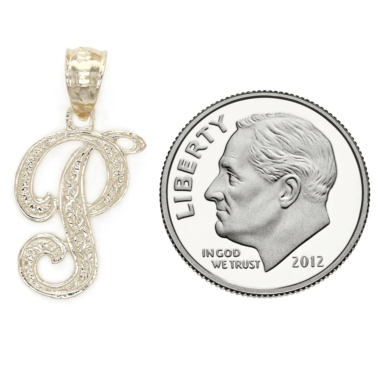 14k Yellow or White Gold Initial Letter P Alphabet A-Z Charm Pendant - Jewelry Store by Erik Rayo