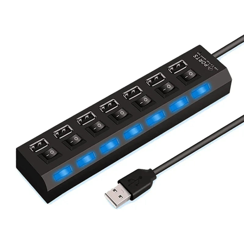 7 Port USB 2.0 / 3.0 Hub Splitter Adapter High Speed For PC Laptop Mac Desktop - Jewelry Store by Erik Rayo