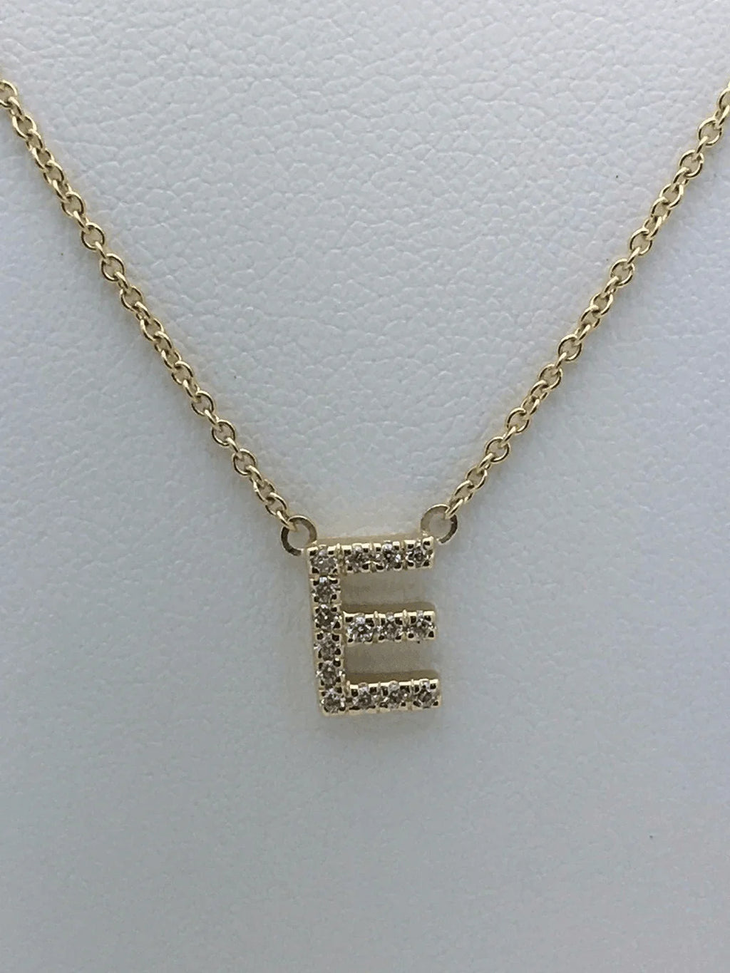 14k Yellow White or Rose Gold Diamond Initial Letter E Pendant Necklace 18" - Jewelry Store by Erik Rayo