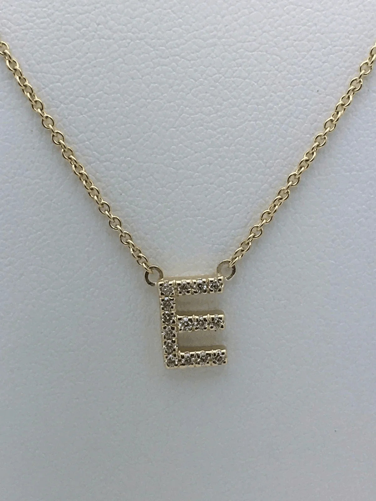 14k Yellow White or Rose Gold Diamond Initial Letter E Pendant Necklace 18" - Jewelry Store by Erik Rayo