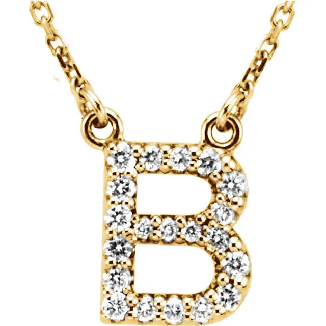 14k Yellow White or Rose Gold Diamond Initial Letter B Pendant Necklace 18" - Jewelry Store by Erik Rayo