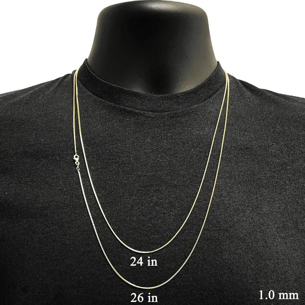 Italian 14k Yellow Gold Solid Diamond Cut Franco Chain Necklace 24" 1mm 3.5grams - Jewelry Store by Erik Rayo