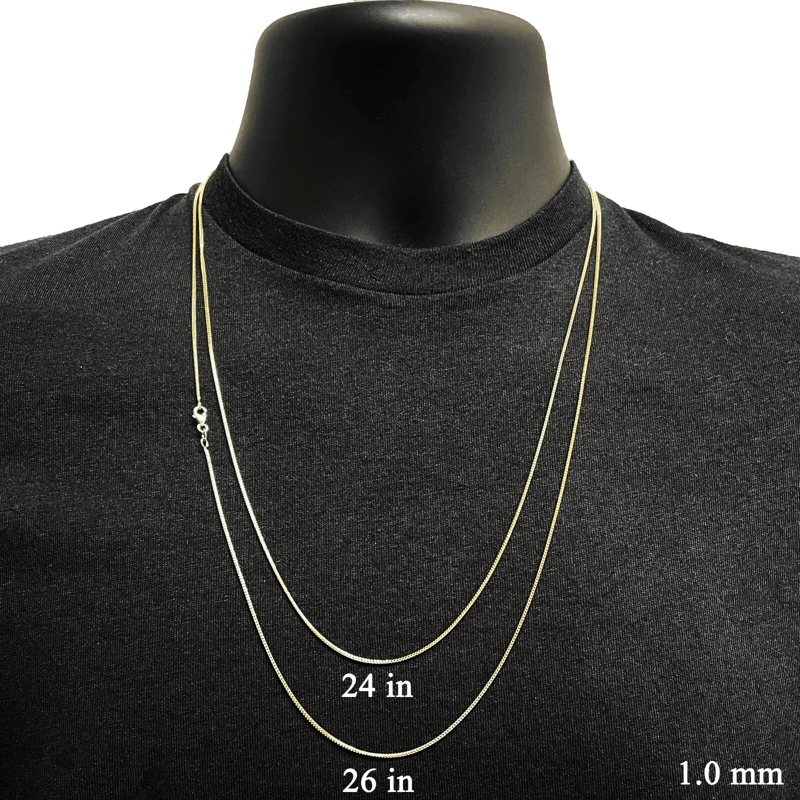 Italian 14k Yellow Gold Solid Diamond Cut Franco Chain Necklace 24" 1mm 3.5grams - Jewelry Store by Erik Rayo