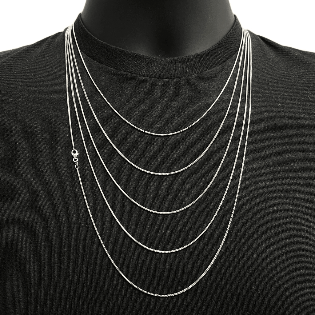 Italian 14k White Gold Solid Diamond Cut Franco Chain Necklace 18" 1.2mm 3.7gram - Jewelry Store by Erik Rayo