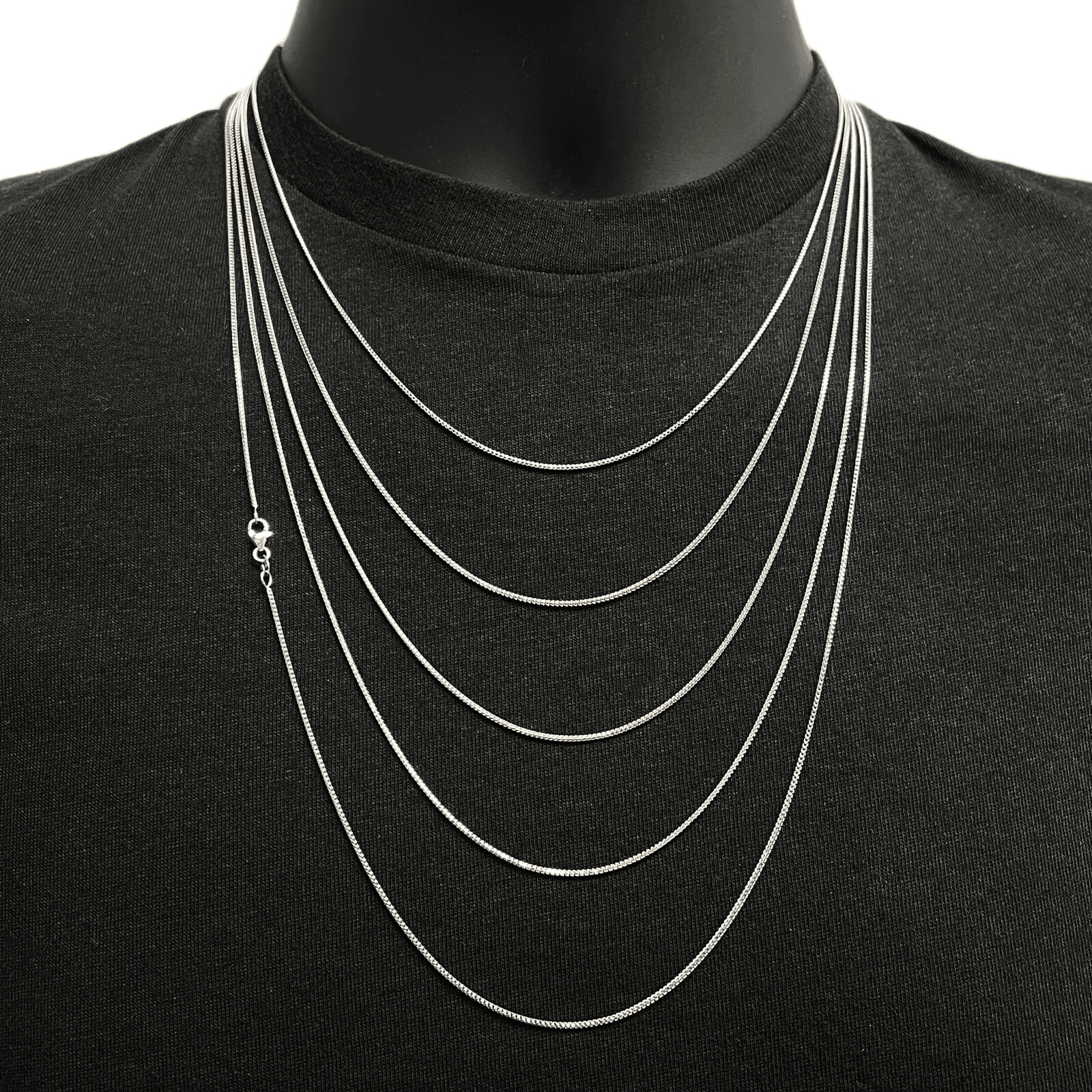 Italian 14k White Gold Solid Diamond Cut Franco Chain Necklace 18" 1.2mm 3.7gram - Jewelry Store by Erik Rayo