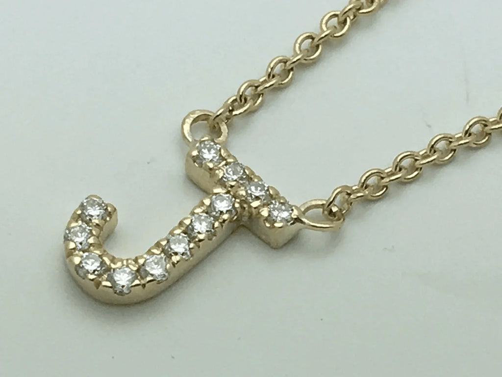 14k Yellow White or Rose Gold Diamond Initial Letter J Pendant Necklace 18" - Jewelry Store by Erik Rayo