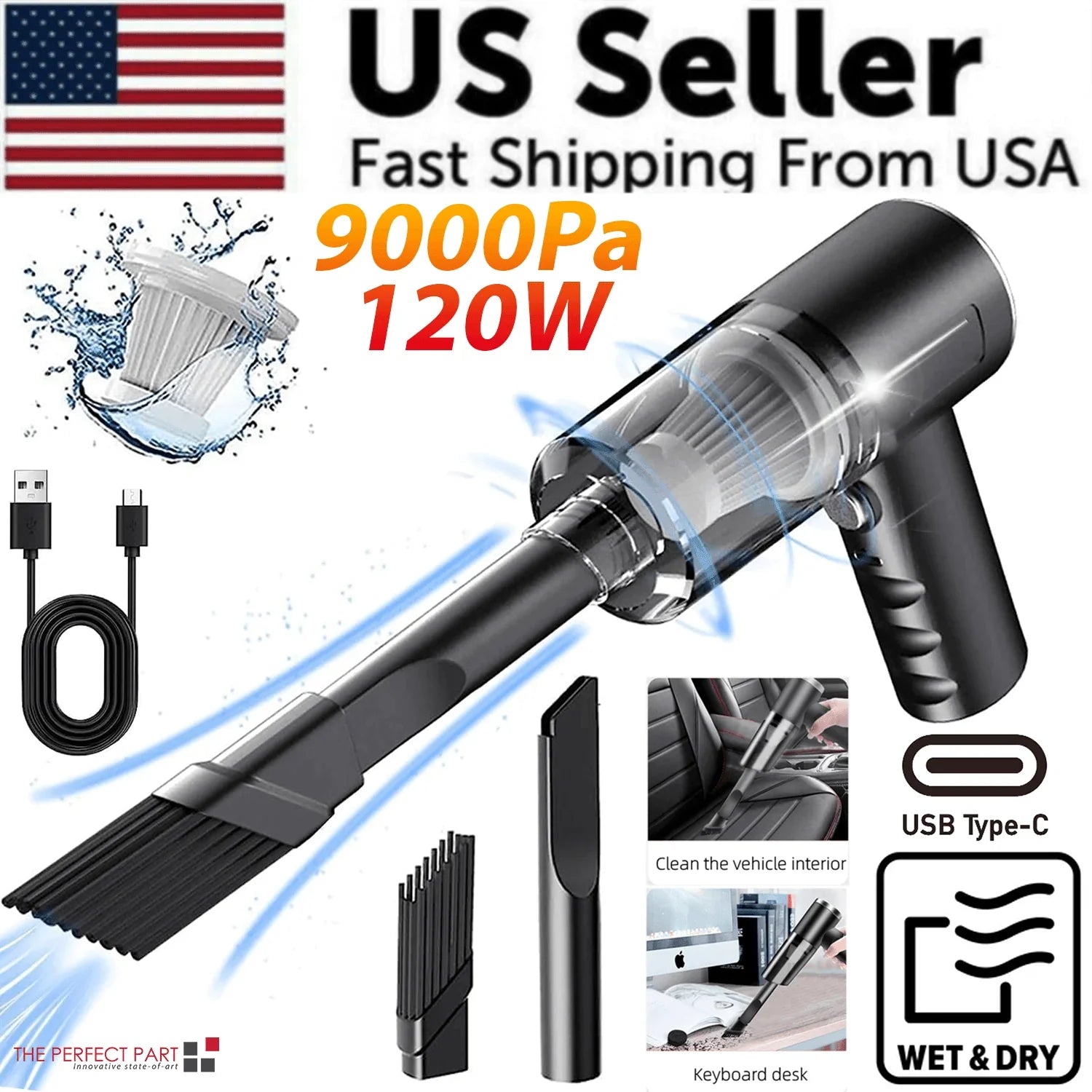 120W Cordless Handheld Vacuum Cleaner Small Mini Portable Car Auto Home Wireless - Jewelry Store by Erik Rayo