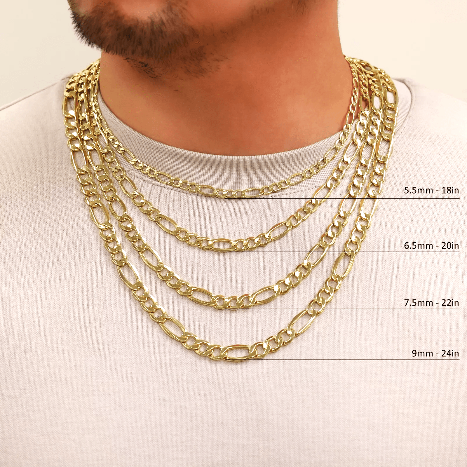 14K Gold Figaro Necklace Chains Men Women Kids Real Genuine Gold - Jewelry Store by Erik Rayo