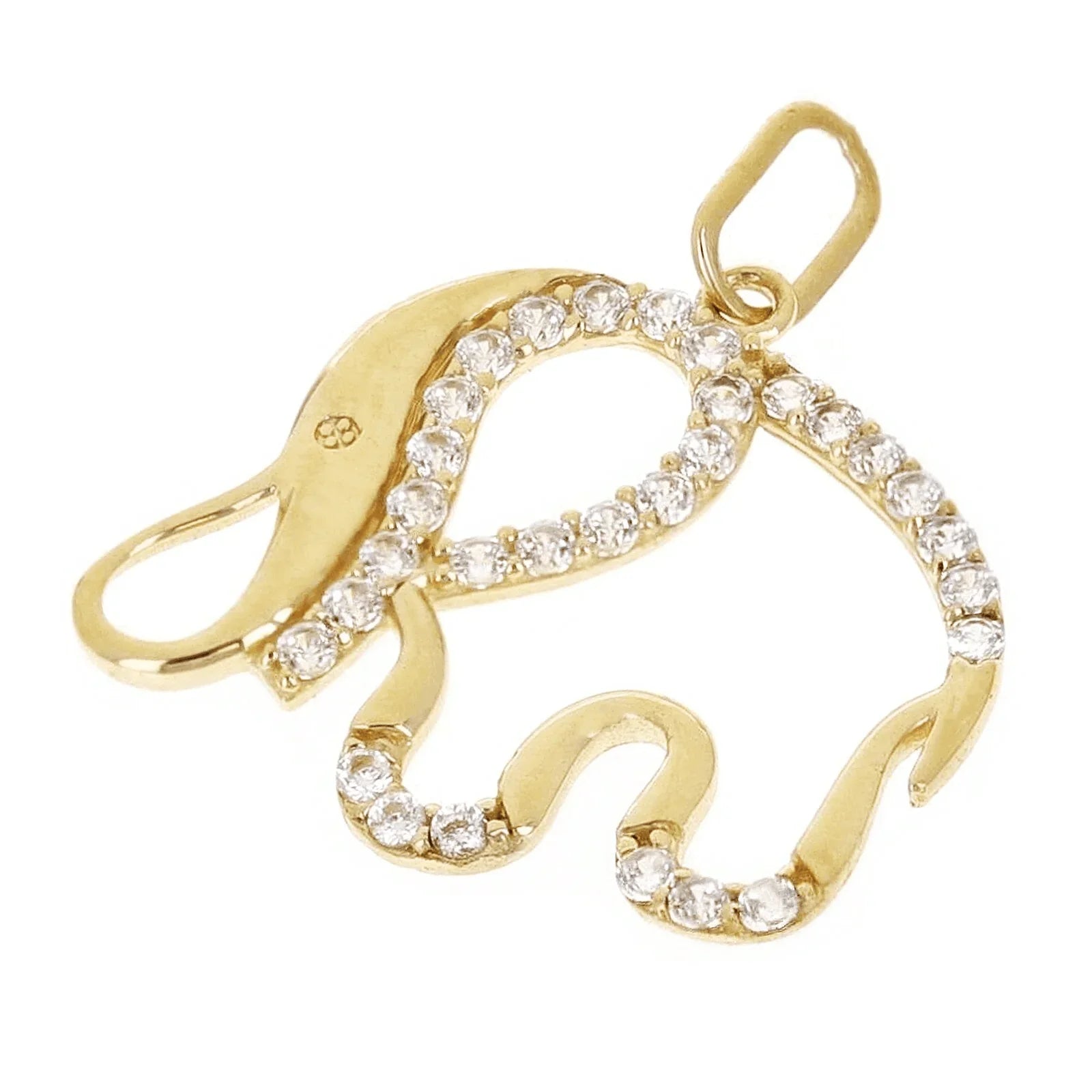 Italian 14k Yellow Gold Cut-Out Elephant Charm Pendant 22mm x 20mm 1 gram - Jewelry Store by Erik Rayo