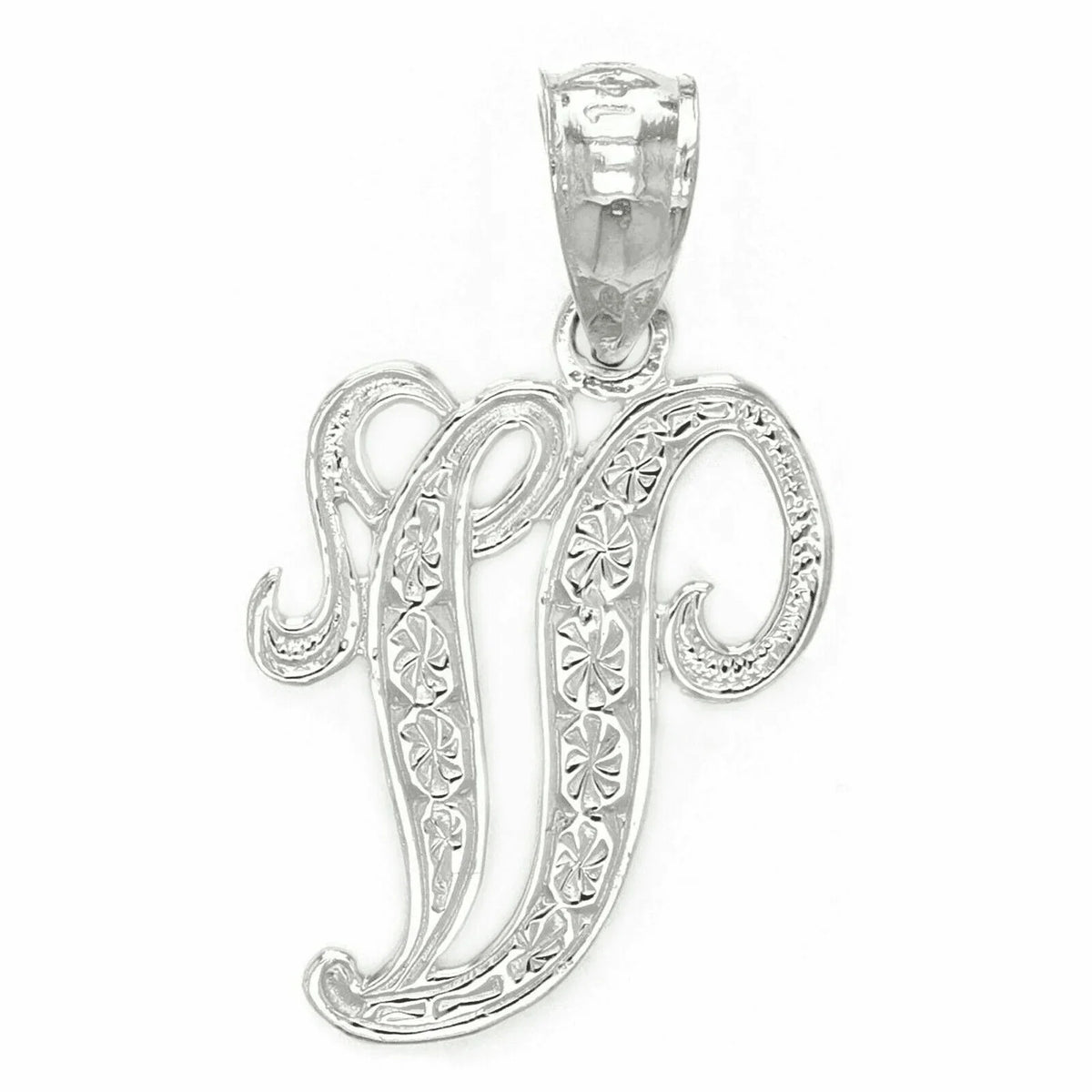 14k Yellow or White Gold Initial Letter V Alphabet A-Z Charm Pendant - Jewelry Store by Erik Rayo