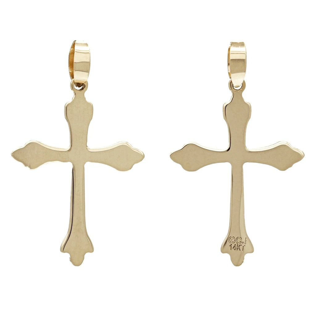 Italian 14k Yellow Gold Solid Thin Flared Cross Pendant 1" 15.5mm 1 gram - Jewelry Store by Erik Rayo