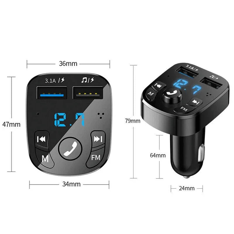 Wireless Car Bluetooth FM Transmitter MP3 Audio USB Charger Adapter Handsfree - Jewelry Store by Erik Rayo