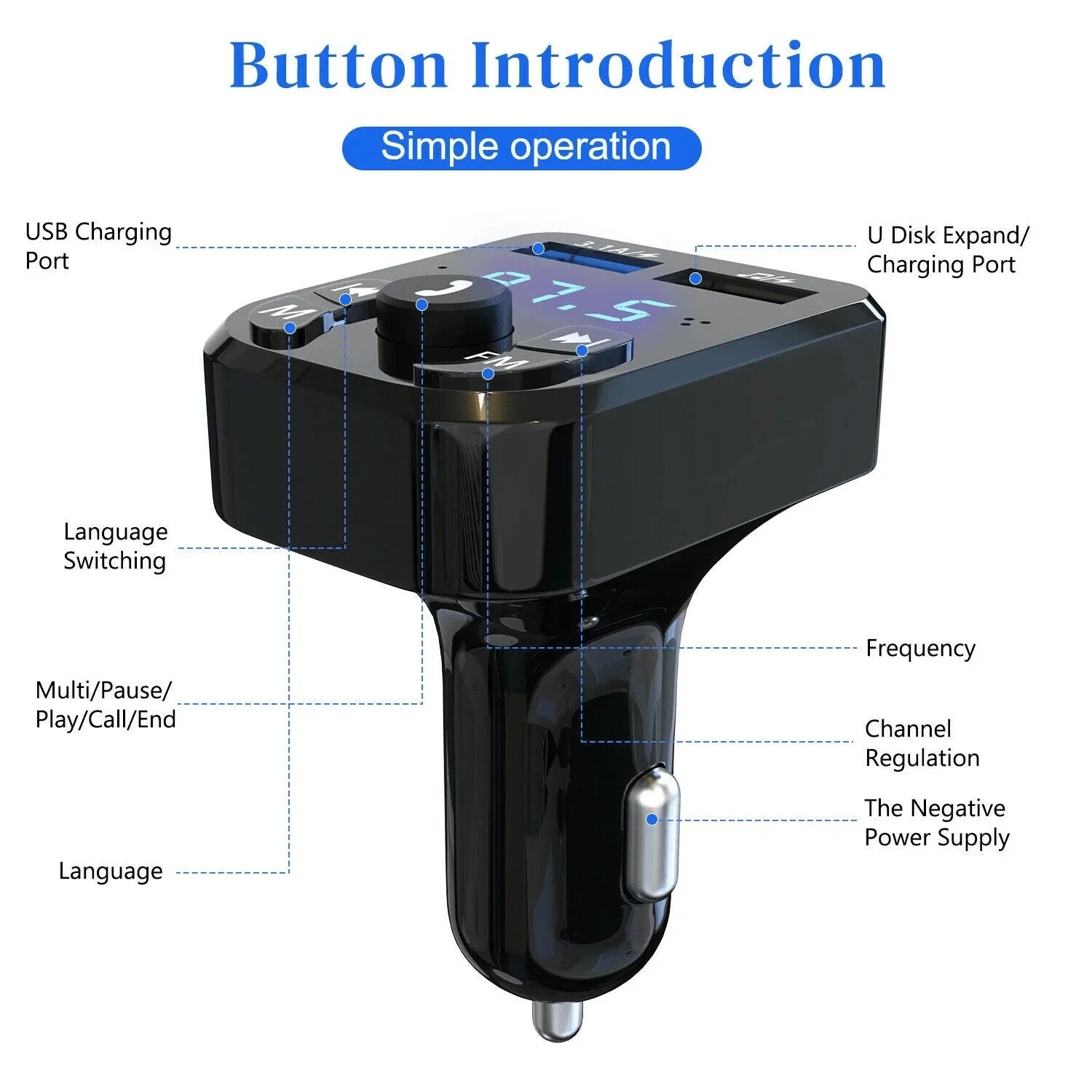 Wireless Car Bluetooth FM Transmitter MP3 Audio USB Charger Adapter Handsfree - Jewelry Store by Erik Rayo