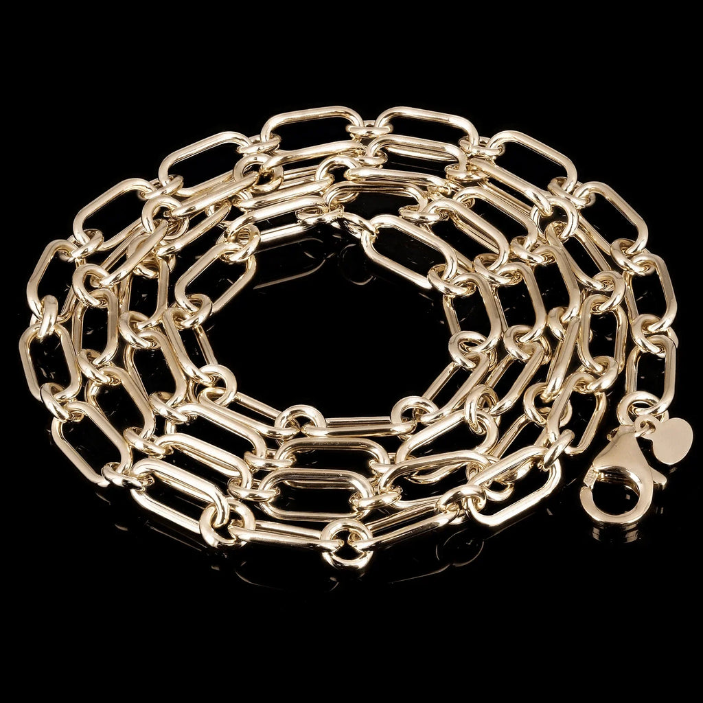 Italian 14k Yellow Gold Hollow Paper Clip Chain Necklace 20" 4.7mm 7.2 grams - Jewelry Store by Erik Rayo