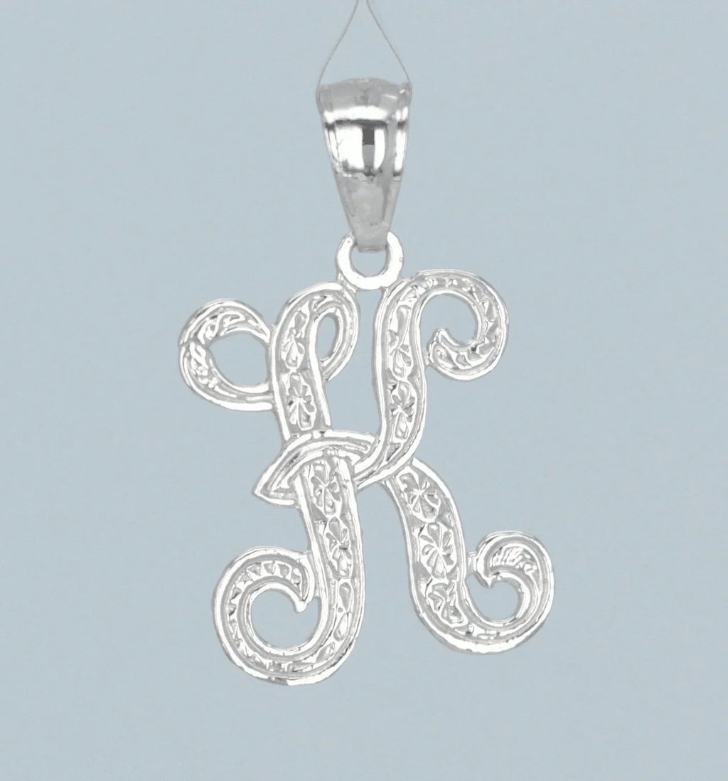 14k Yellow or White Gold Initial Letter K Alphabet A-Z Charm Pendant - Jewelry Store by Erik Rayo