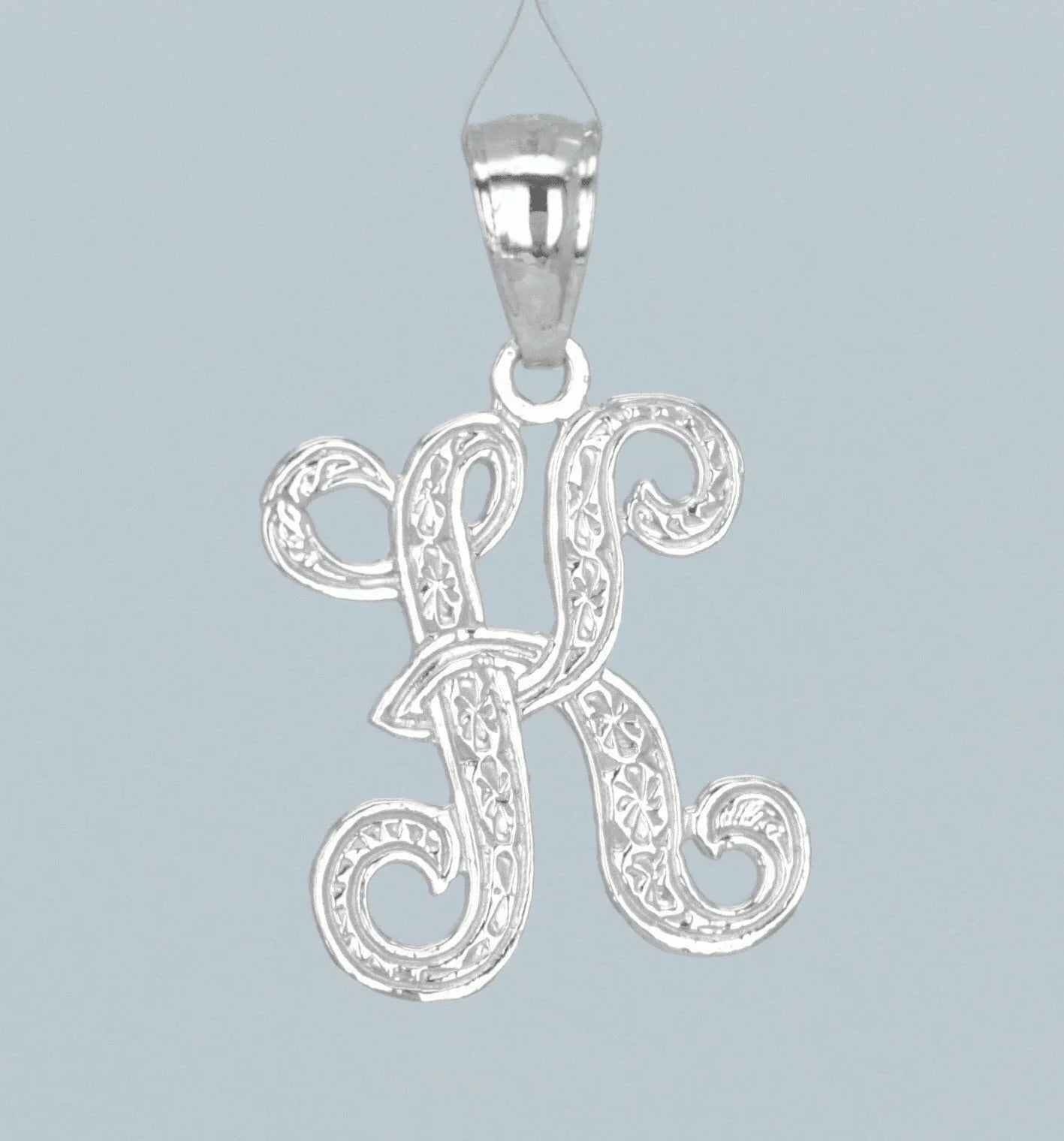14k Yellow or White Gold Initial Letter K Alphabet A-Z Charm Pendant - Jewelry Store by Erik Rayo