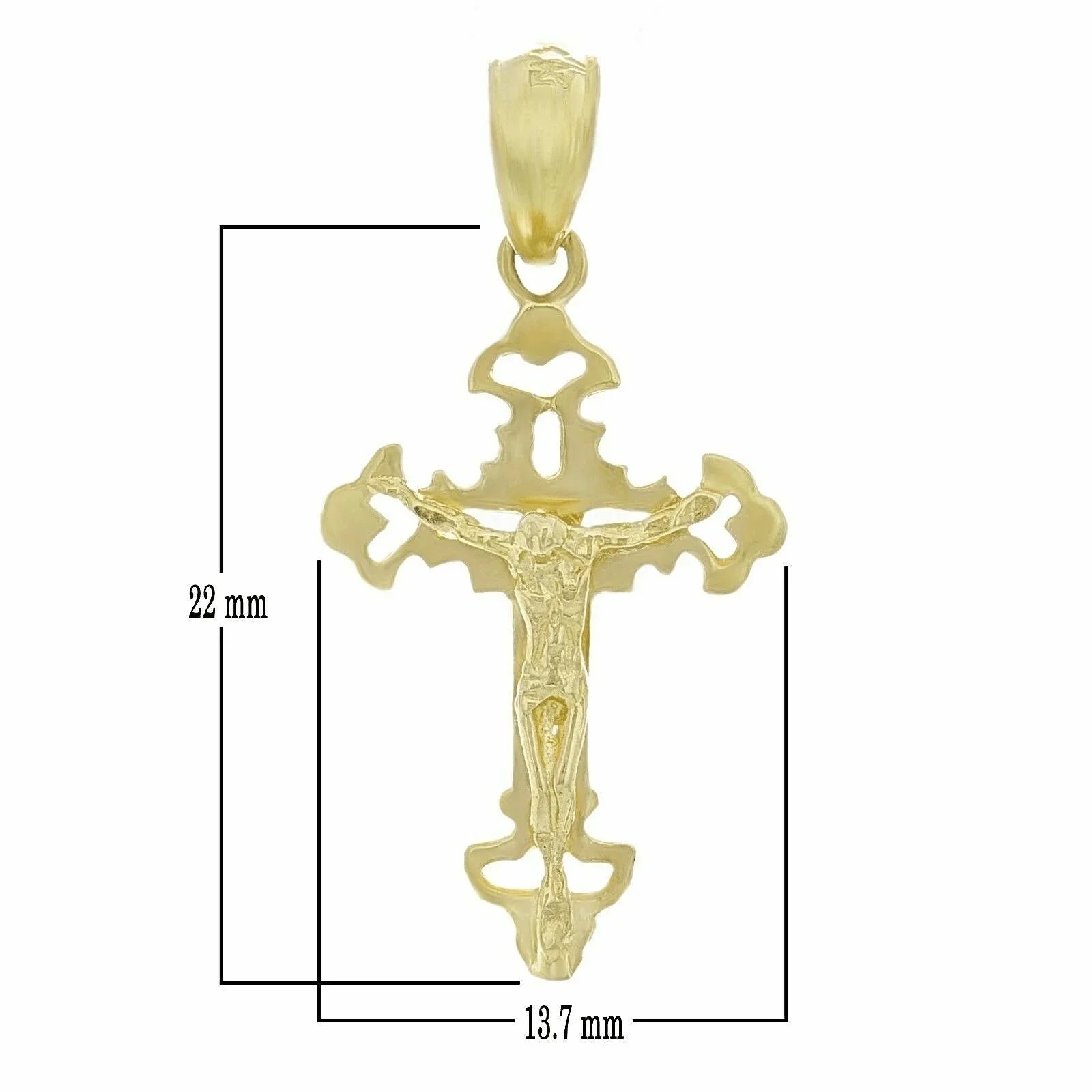 14k Yellow Gold Solid Jesus Crucifix Cross Pendant Religious Charm 1.25" 1.2g - Jewelry Store by Erik Rayo
