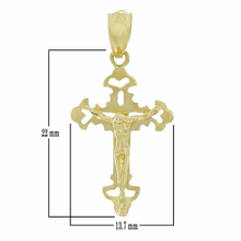 Load image into Gallery viewer, 14k Yellow Gold Solid Jesus Crucifix Cross Pendant Religious Charm 1.25&quot; 1.2g
