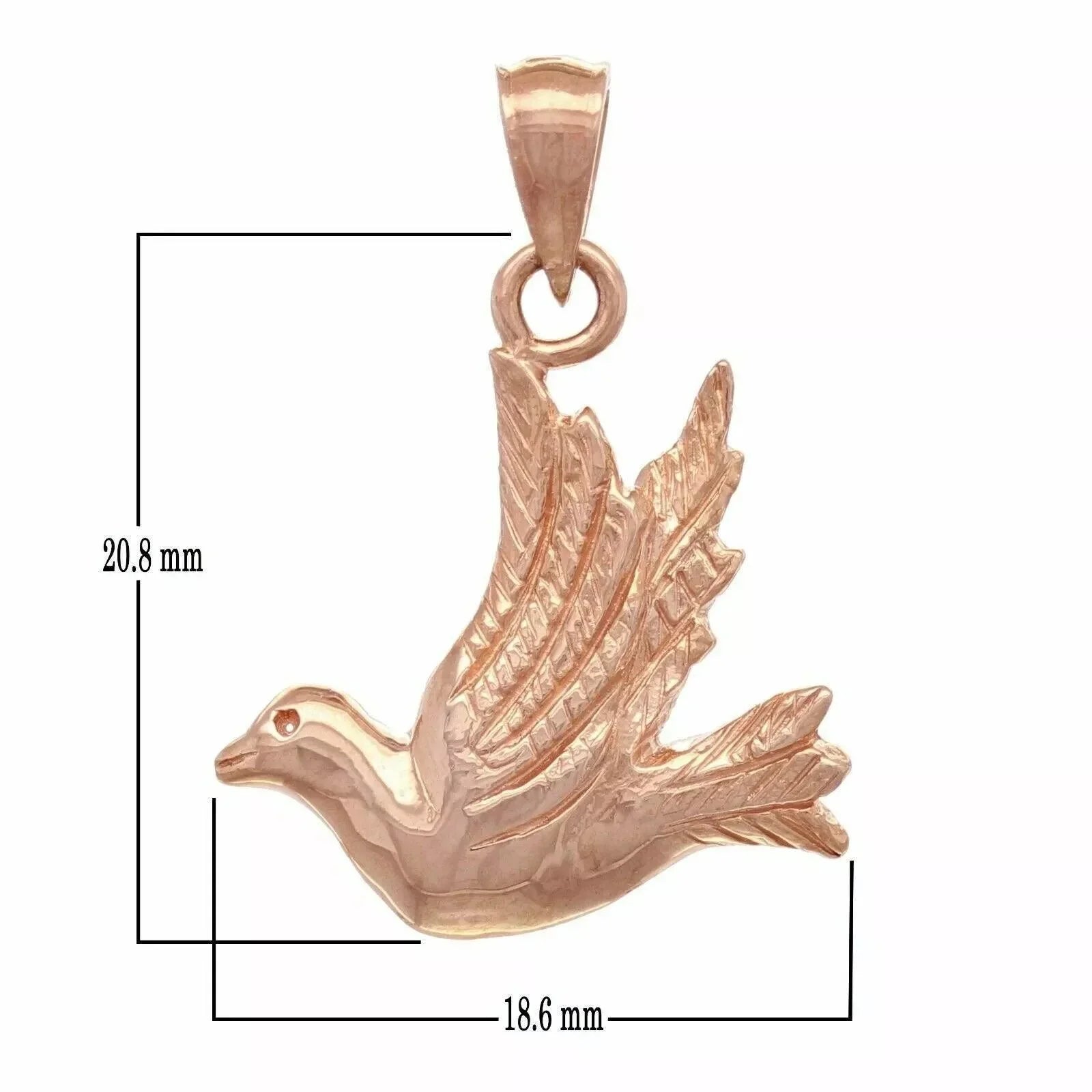 14k Yellow White or Rose Gold Flying Dove Bird Charm Pendant - Jewelry Store by Erik Rayo