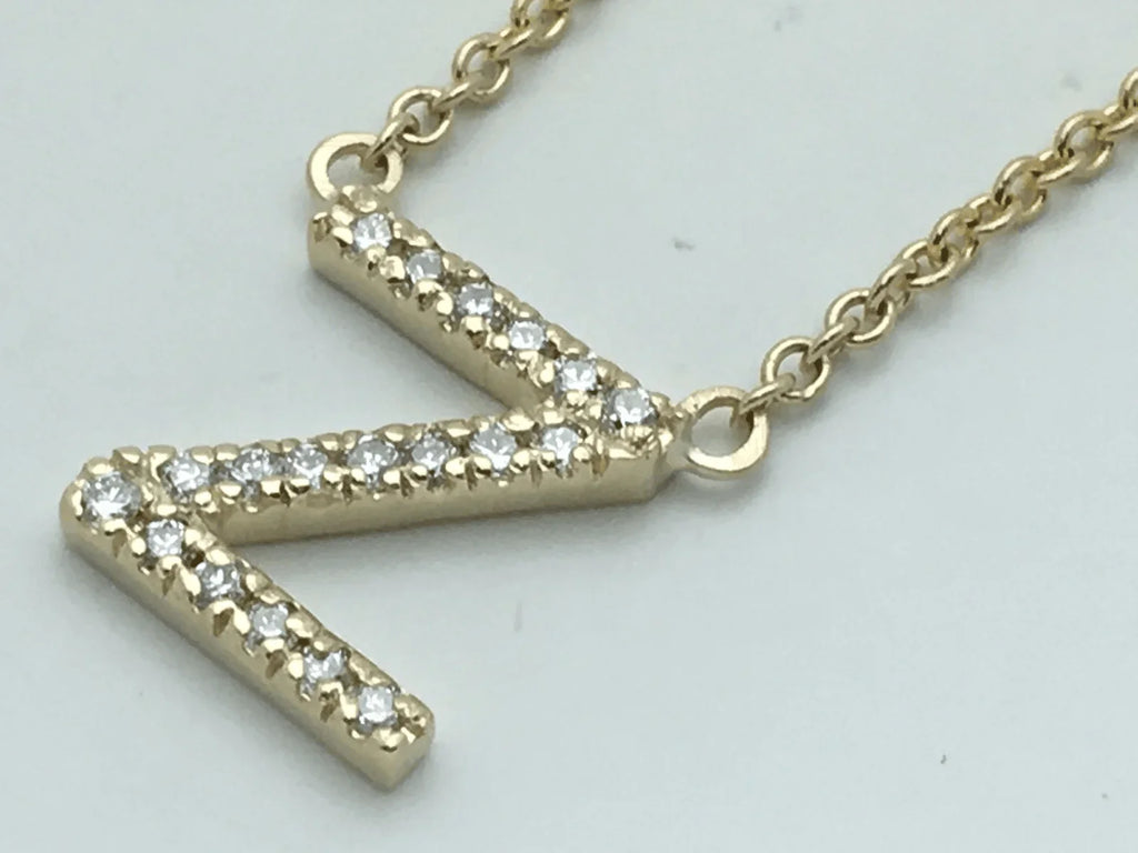 14k Yellow White or Rose Gold Diamond Initial Letter Z Pendant Necklace 18" - Jewelry Store by Erik Rayo