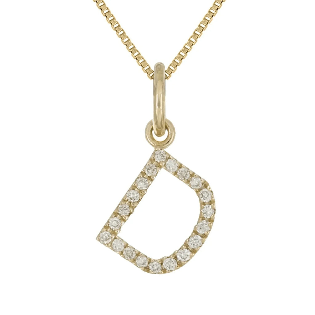 14k Yellow White or Rose Gold Diamond Initial Letter Charm Pendant Necklace 18" - Jewelry Store by Erik Rayo