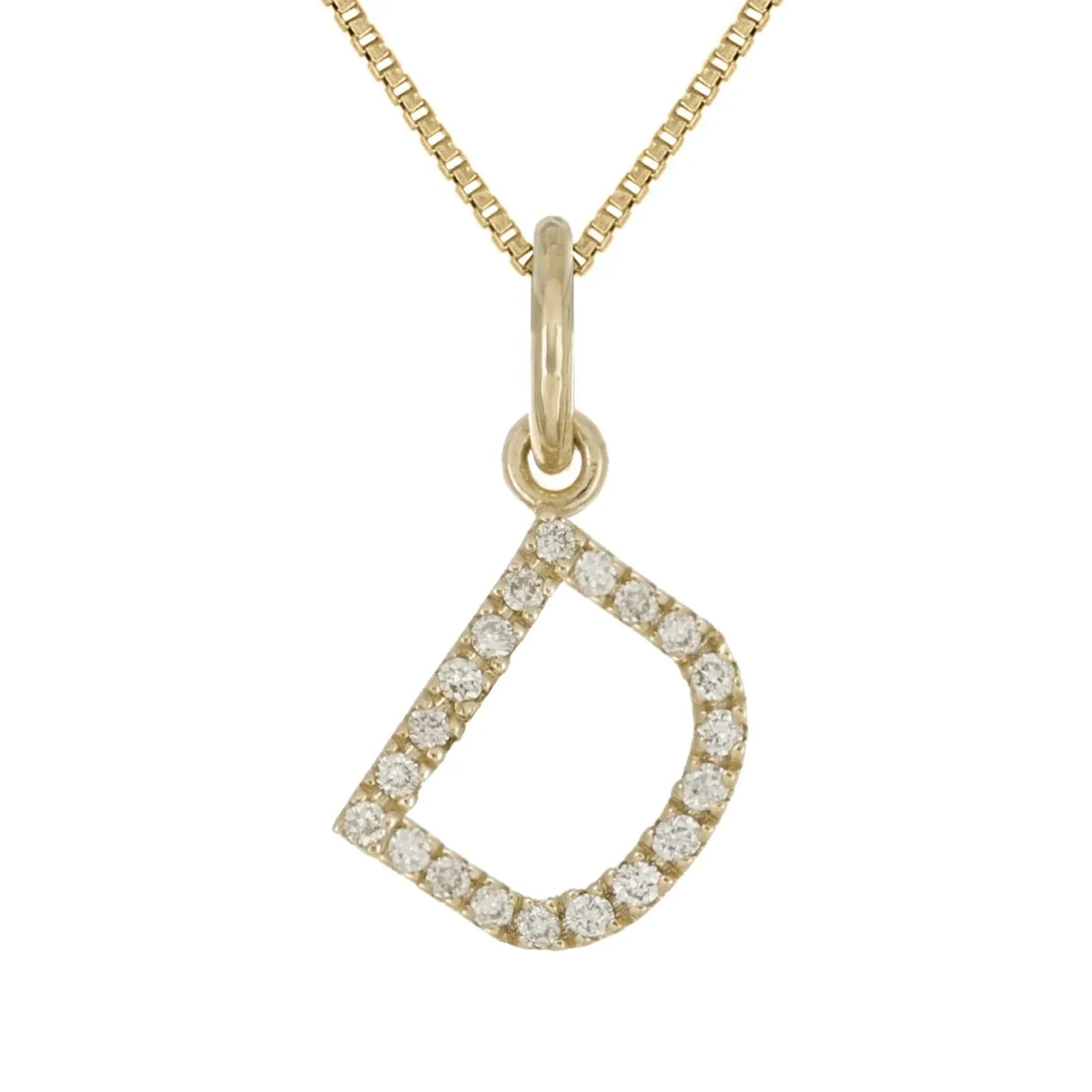 14k Yellow White or Rose Gold Diamond Initial Letter Charm Pendant Necklace 18" - Jewelry Store by Erik Rayo