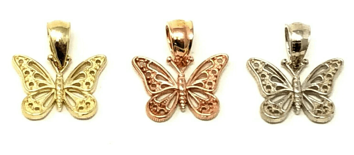 14k Yellow White or Rose Gold Butterfly Charm Pendant - Jewelry Store by Erik Rayo