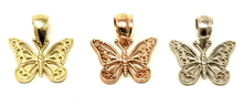 Load image into Gallery viewer, 14k Yellow White or Rose Gold Butterfly Charm Pendant
