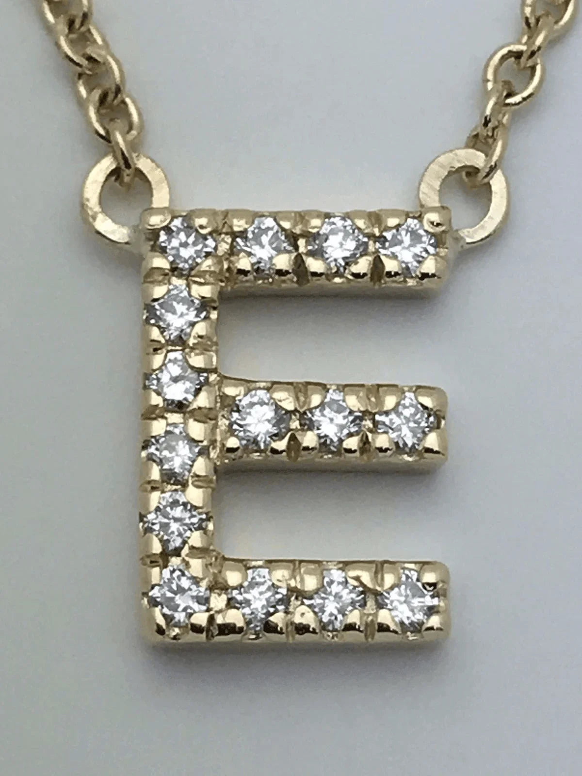 14k Yellow White or Rose Gold Diamond Initial Letter E Pendant Necklace 18" - Jewelry Store by Erik Rayo