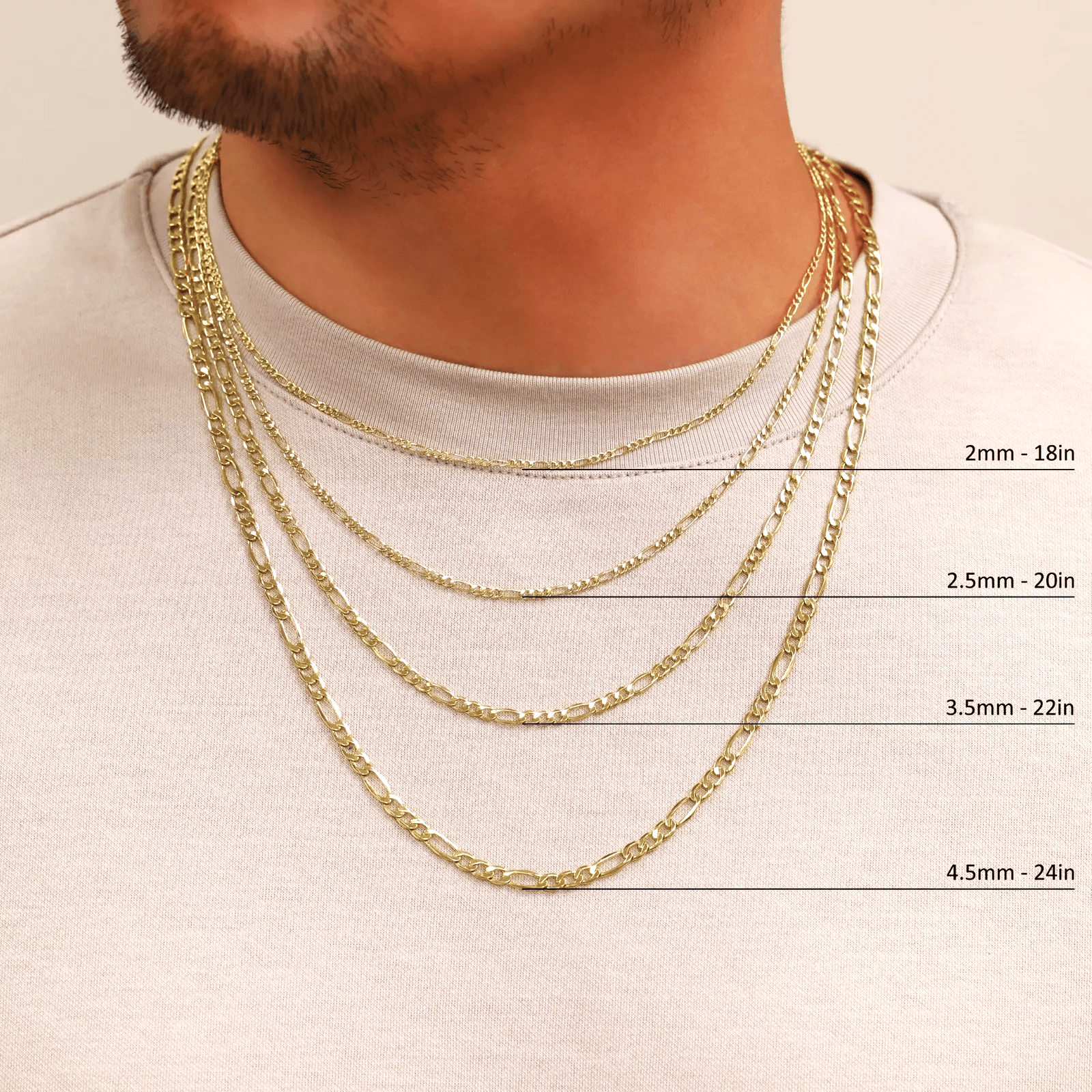 14K Gold Figaro Necklace Chains Men Women Kids Real Genuine Gold - Jewelry Store by Erik Rayo