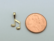 Load image into Gallery viewer, 14k Yellow Gold Solid Musical Note 8th Music Note Charm Pendant 0.4 gram
