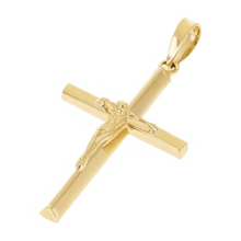 Load image into Gallery viewer, Italian 14k Yellow Gold Hollow 3D Crucifix Cross Charm Pendant 1.4&quot; 1.1 grams
