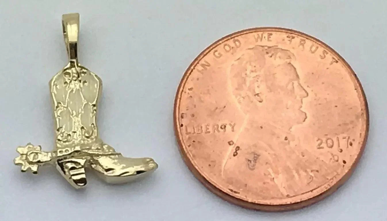 14k Yellow Gold Western Cowgirl Boots Cowboy Boots Charm Pendant 1.3 grams - Jewelry Store by Erik Rayo