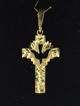 Load image into Gallery viewer, 14k Yellow Gold Solid Religious Dove Cross Charm Pendant 1.3&quot; 1.5 grams
