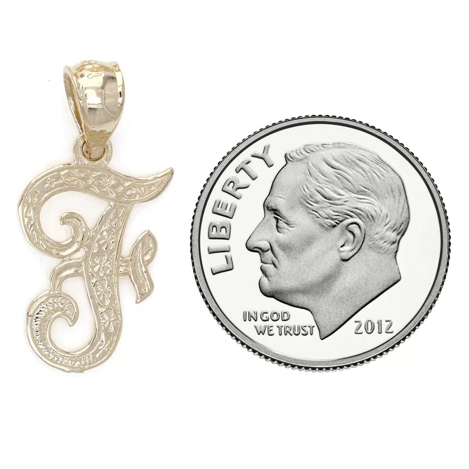 14k Yellow or White Gold Initial Letter F Alphabet A-Z Charm Pendant - Jewelry Store by Erik Rayo