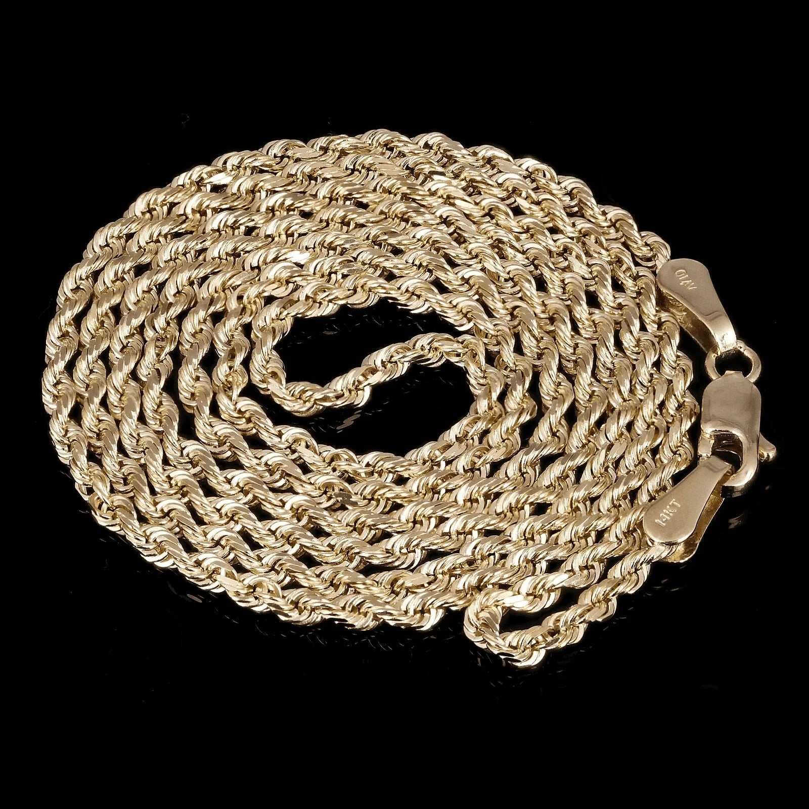 14k Yellow Gold Solid Diamond Cut Rope Chain Necklace 1.9mm 24" 6.7 grams - Jewelry Store by Erik Rayo