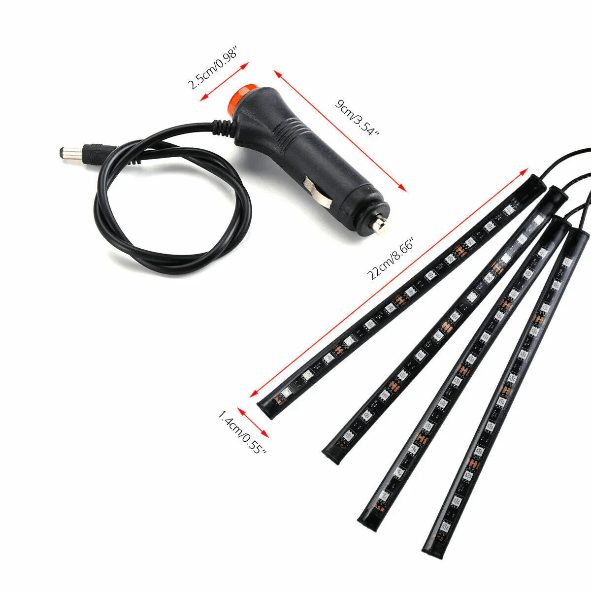 4X 48LED RGB Car Interior Atmosphere Light Strip Bar Bluetooth APP Music Control - Jewelry Store by Erik Rayo
