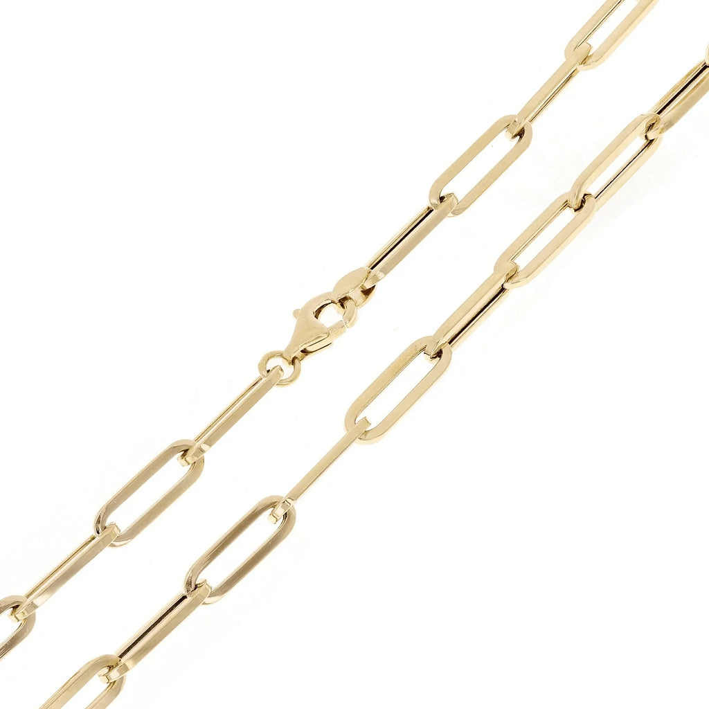 Italian 14k Yellow Gold Hollow Paper Clip Chain Necklace 18" 4.3mm 6.2 grams - Jewelry Store by Erik Rayo