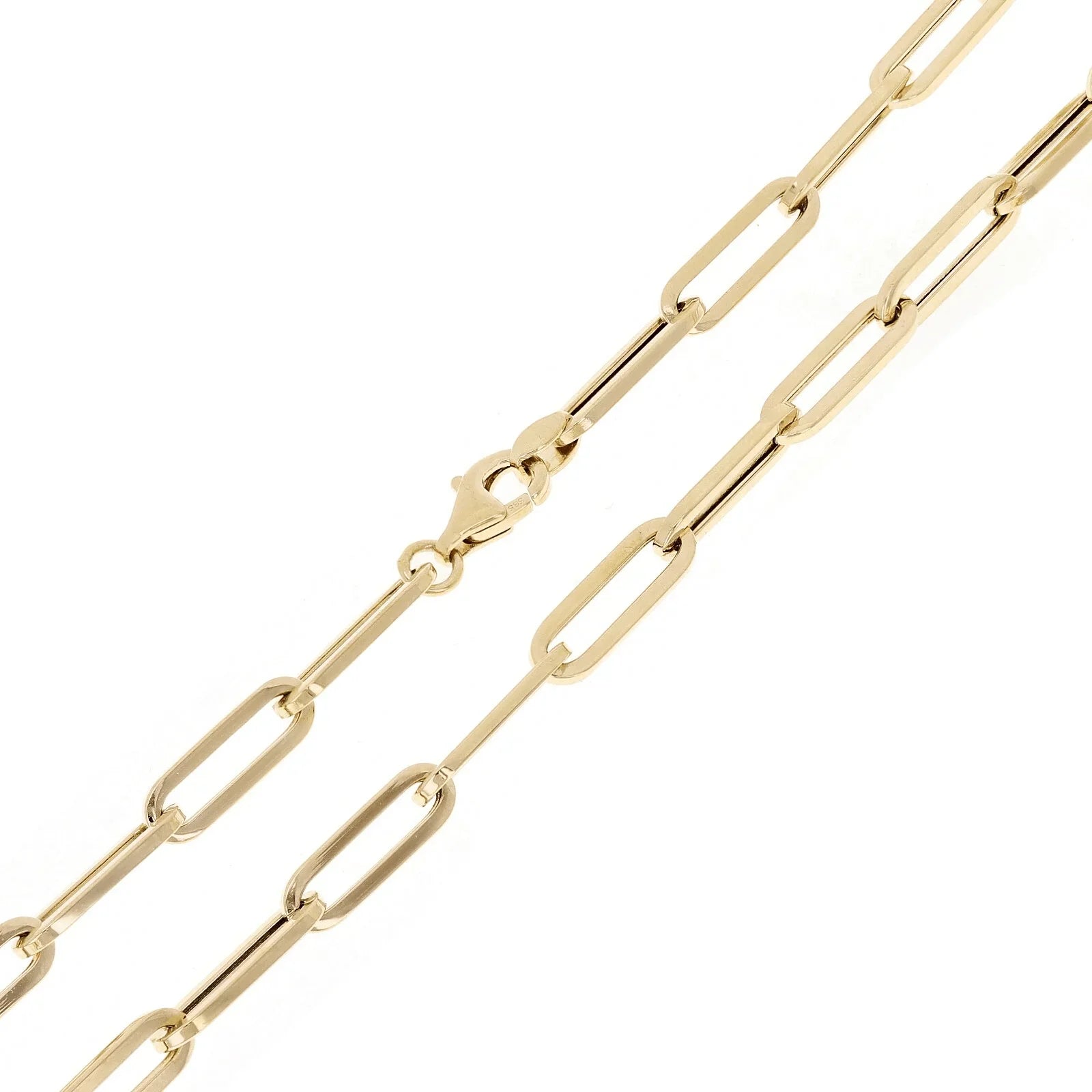 Italian 14k Yellow Gold Hollow Paper Clip Chain Necklace 18" 4.3mm 6.2 grams - Jewelry Store by Erik Rayo