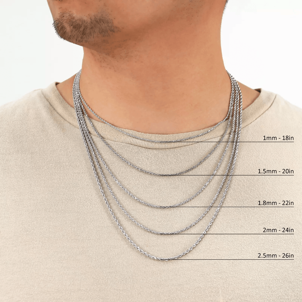 14K White Gold Diamond Cut Rope Chains Necklaces For Men and Women - Jewelry Store by Erik Rayo