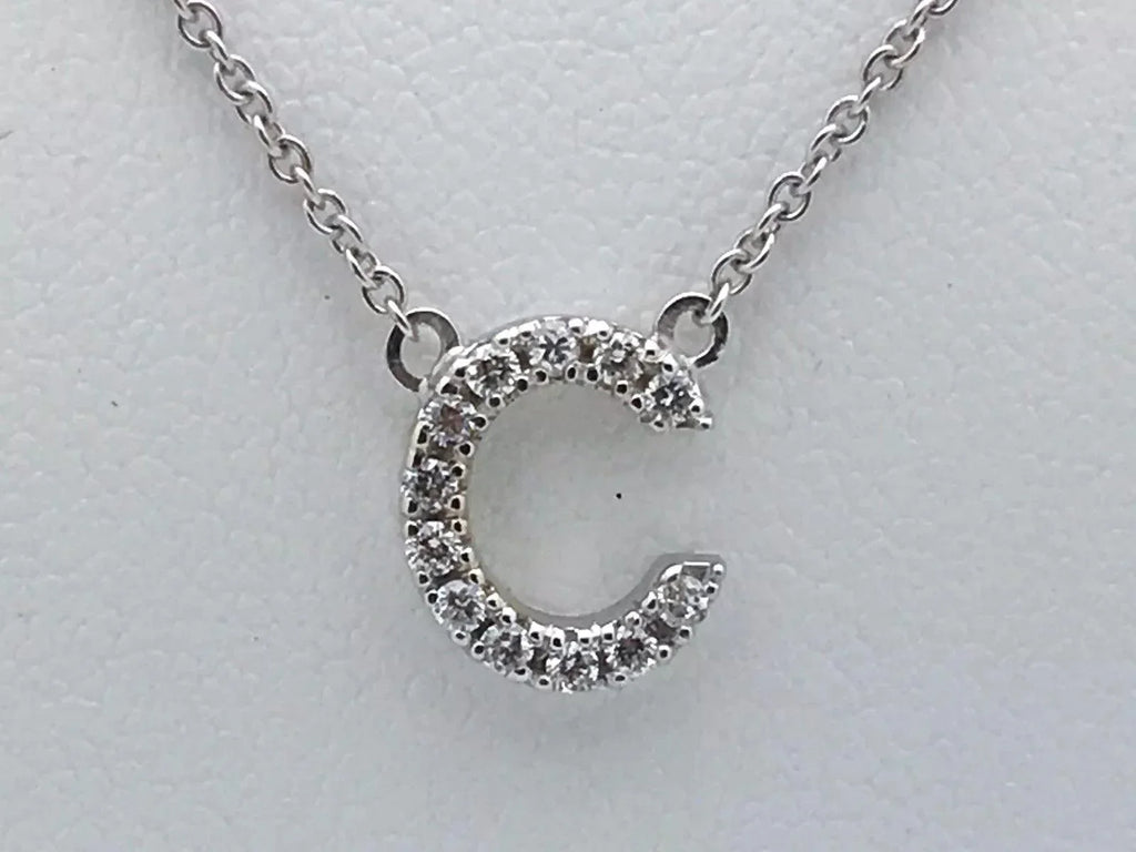 14k Yellow White or Rose Gold Diamond Initial Letter C Pendant Necklace 18" - Jewelry Store by Erik Rayo