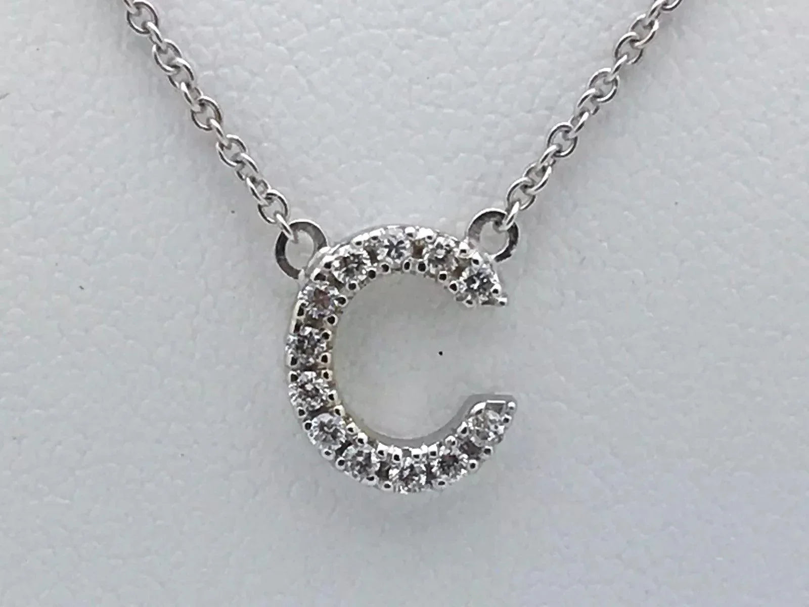 14k Yellow White or Rose Gold Diamond Initial Letter C Pendant Necklace 18" - Jewelry Store by Erik Rayo