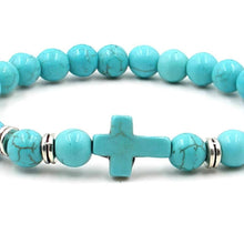 Load image into Gallery viewer, Turquoise Beaded Bracelet Jesus Cross Christian - Jewelry Store by Erik Rayo
